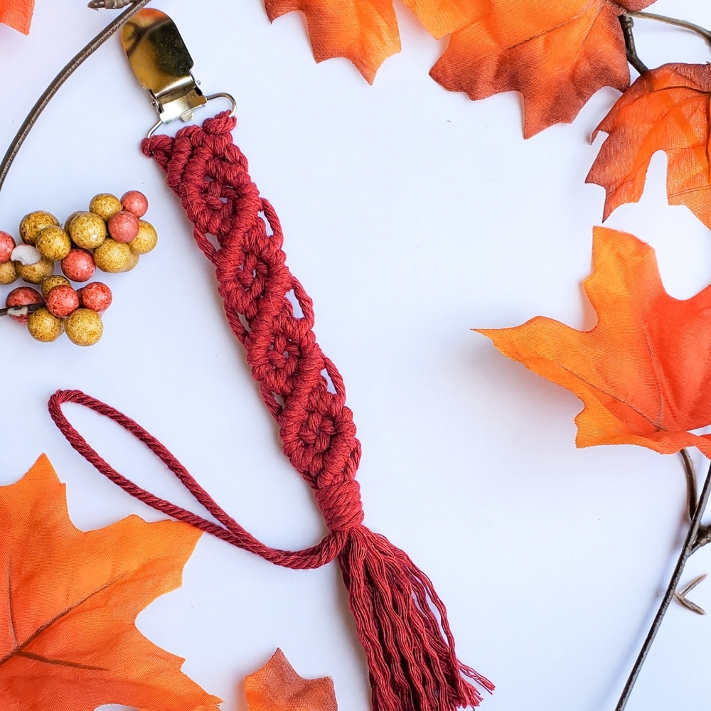 Burgandy Pacifier Clip | Baby Girl Accessories